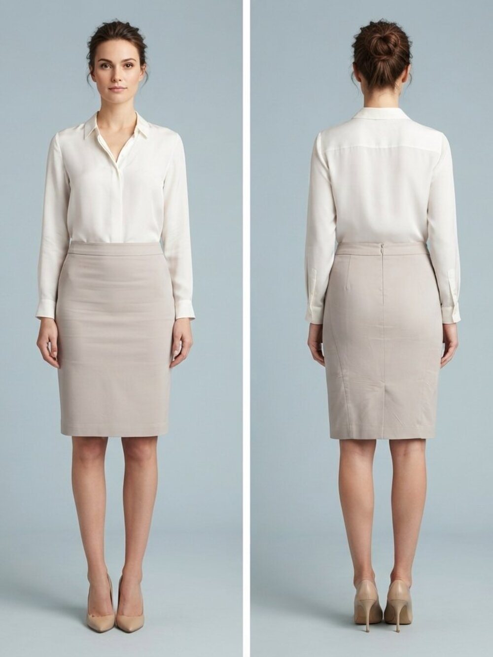 Ann Taylor Women's Knee-Length Pencil Skirt Cream 10